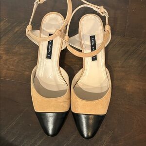 Zara black tan comfy shoes 2” heel size 40/9